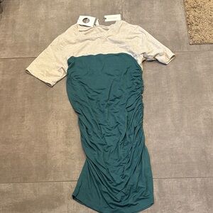 Anthropologie Gray and Teal Midi Dress